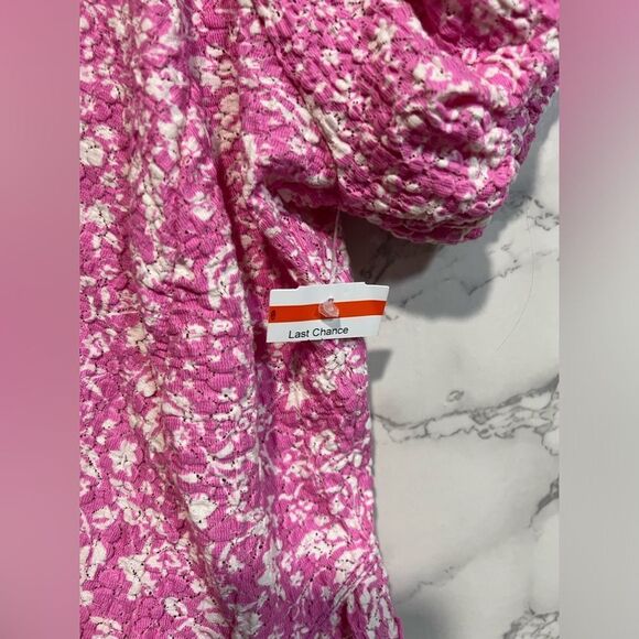 FREE PEOPLE Oh Baby Lace Crop Top In Pink Combo Size XL - Picture 3 of 7